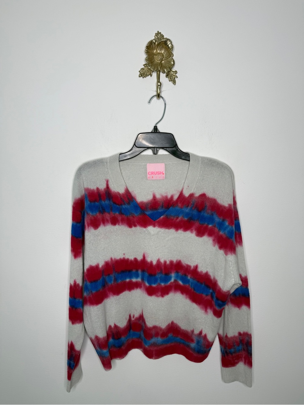 Crush Cashmere Tie Dye V-neck Sweater 1-S